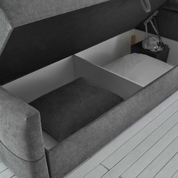 Lit boxspring Fitzroy 160x200cm avec espace de rangement - gris foncé - Image 2
