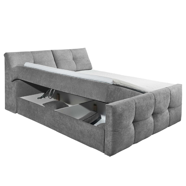 Lit boxspring Fitzroy 160x200cm avec espace de rangement - gris foncé - Image 8