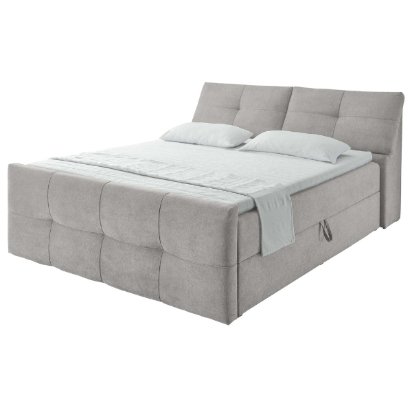 Lit boxspring Fitzroy 160x200cm avec espace de rangement - gris - Image 4