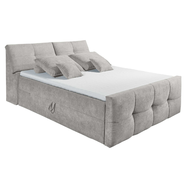 Lit boxspring Fitzroy 160x200cm avec espace de rangement - gris - Image 7