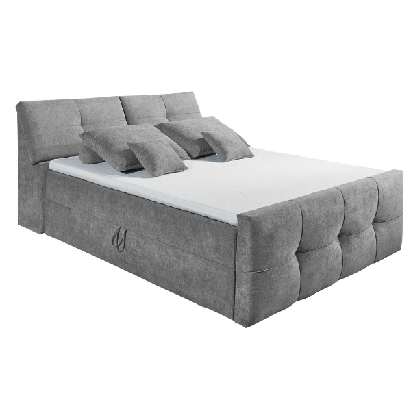 Lit boxspring Fitzroy 180x200cm avec espace de rangement - gris foncé - Image 4