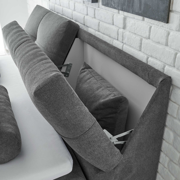 Lit boxspring Fitzroy 180x200cm avec espace de rangement - gris foncé - Image 5