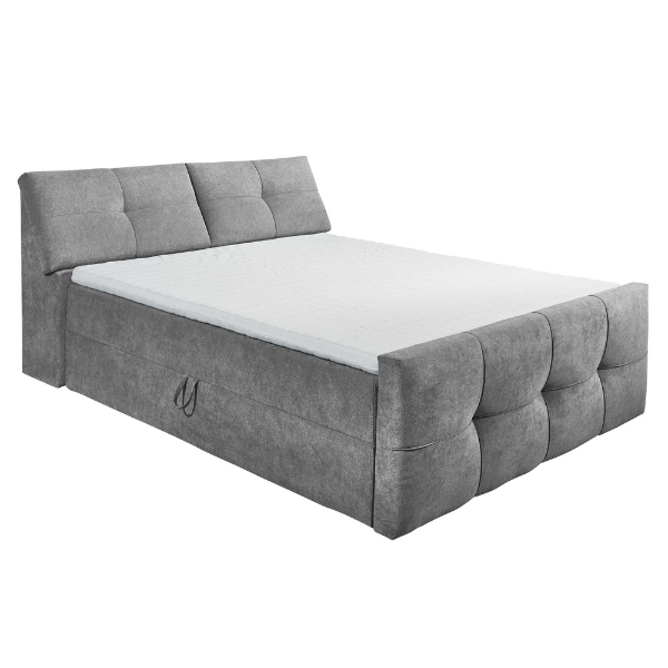 Lit boxspring Fitzroy 180x200cm avec espace de rangement - gris foncé - Image 9
