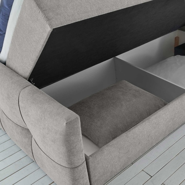Lit boxspring Fitzroy 180x200cm avec espace de rangement - gris - Image 2