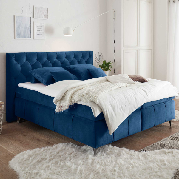 Lit boxspring Pemberley 160x200cm - bleu