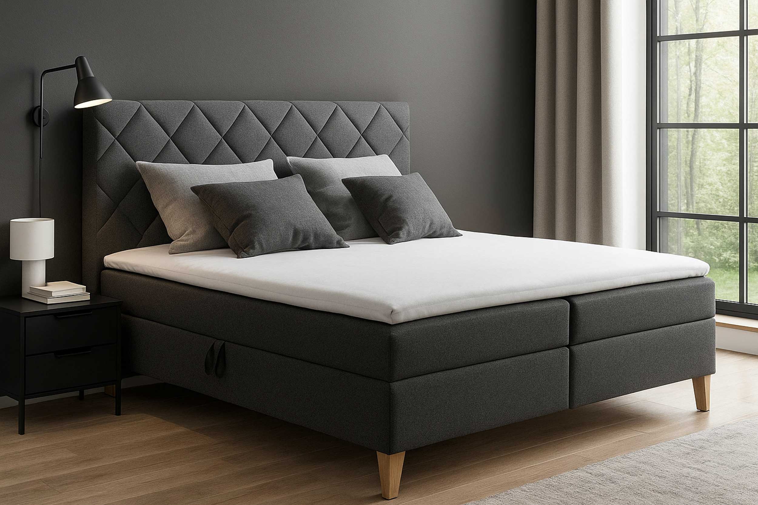 Lit boxspring Redford 160x200cm avec espace de rangement - anthracite - Image 5