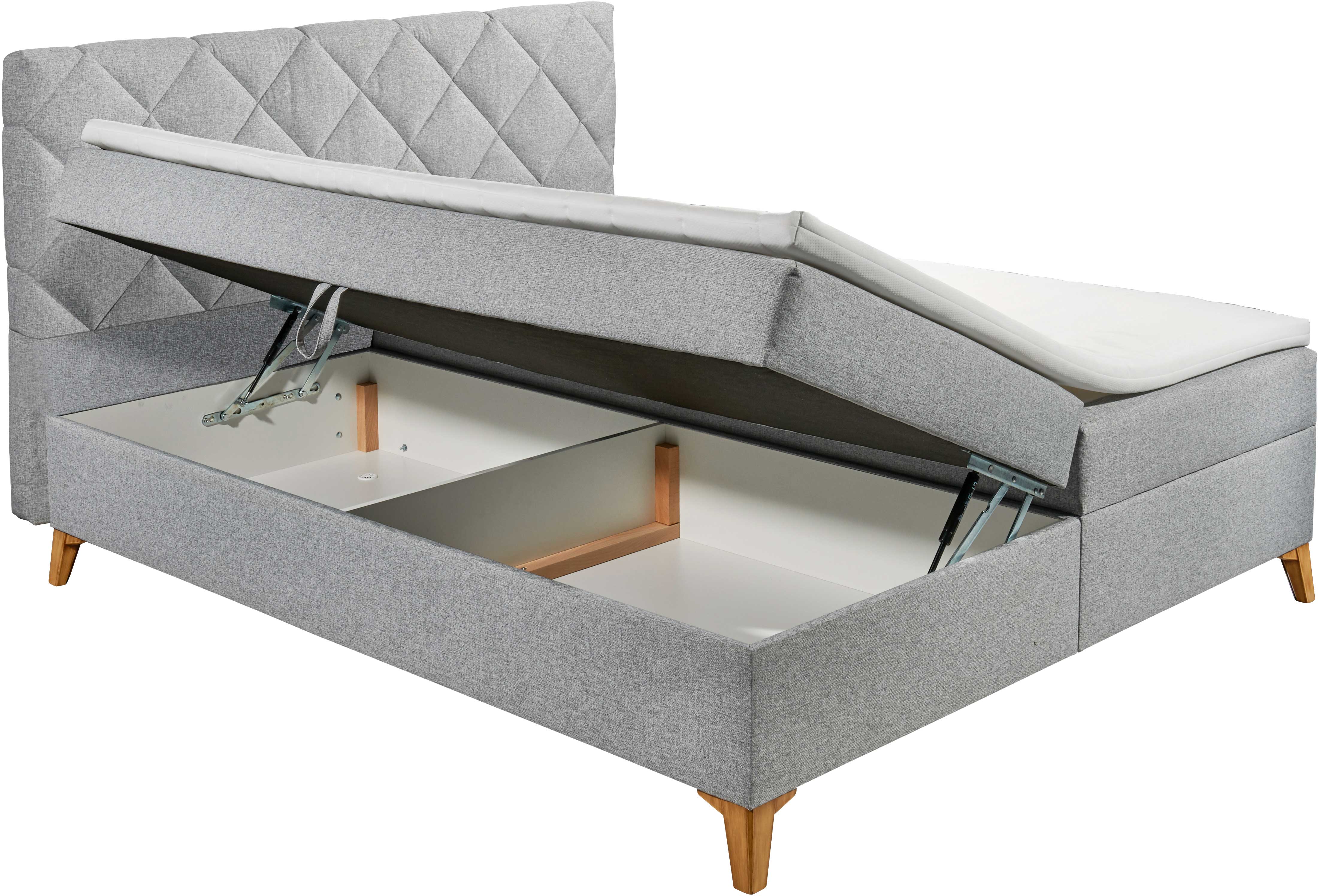 Lit boxspring Redford 160x200cm avec espace de rangement - gris - Image 4