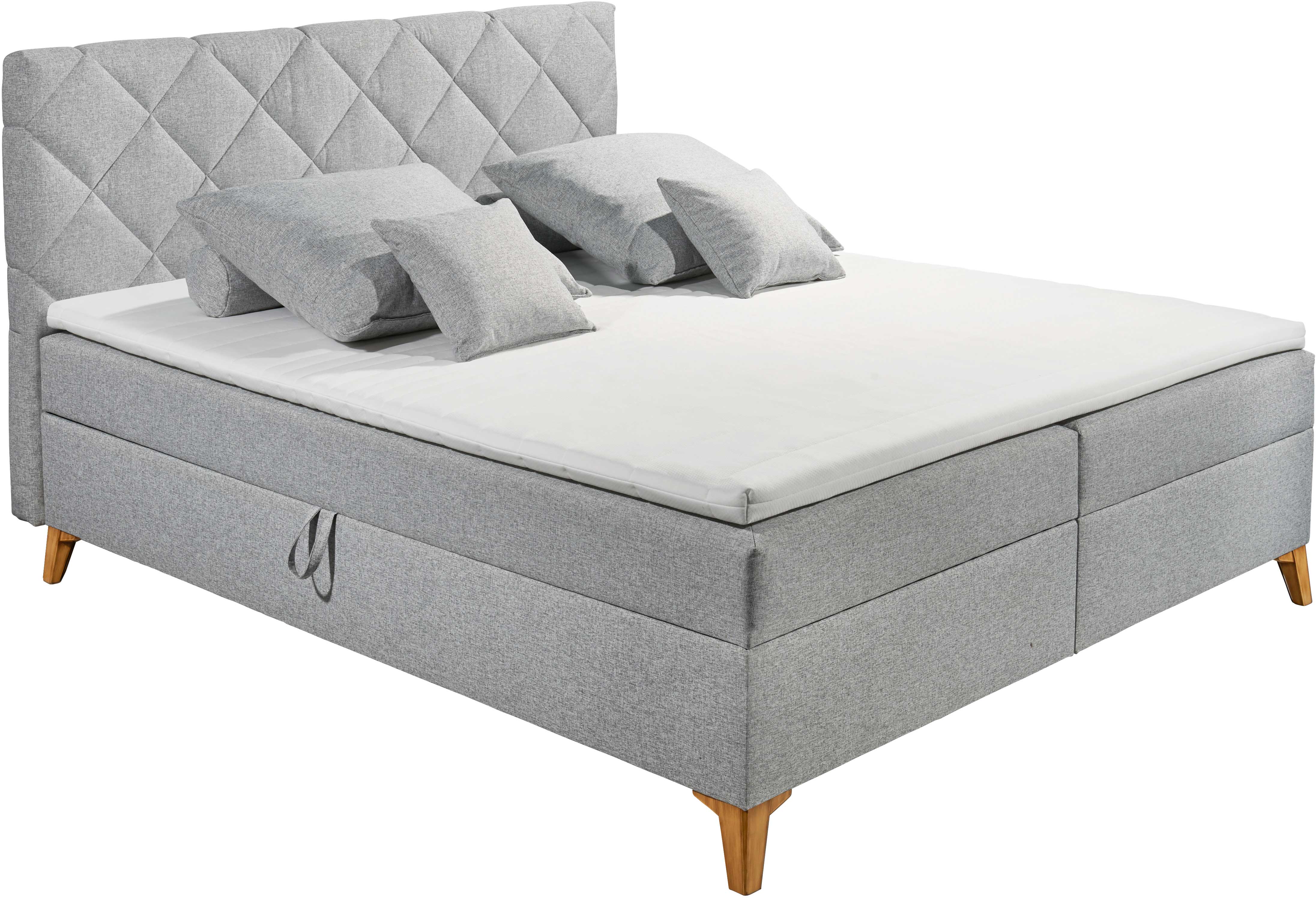 Lit boxspring Redford 160x200cm avec espace de rangement - gris - Image 6