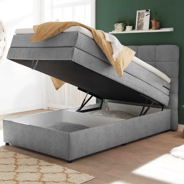 Lit boxspring Tahoe 120x200cm avec espace de rangement - gris - Image 2