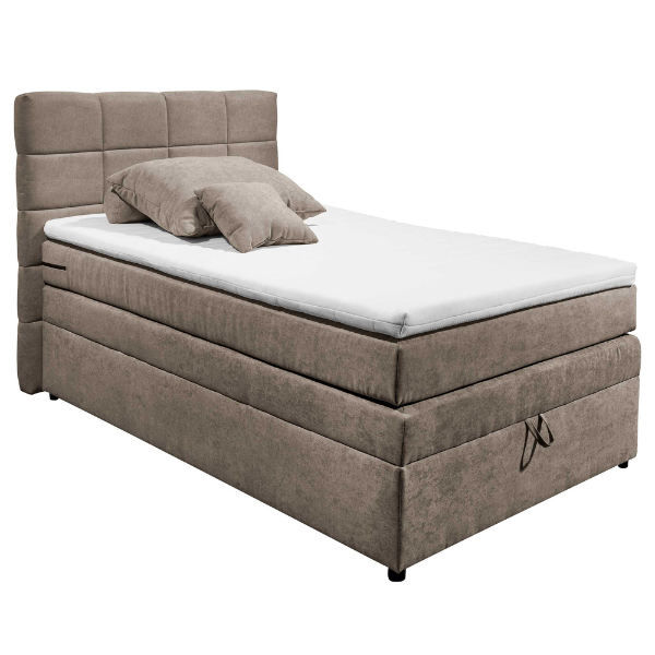 Lit boxspring Tahoe 120x200cm avec espace de rangement - taupe - Image 4