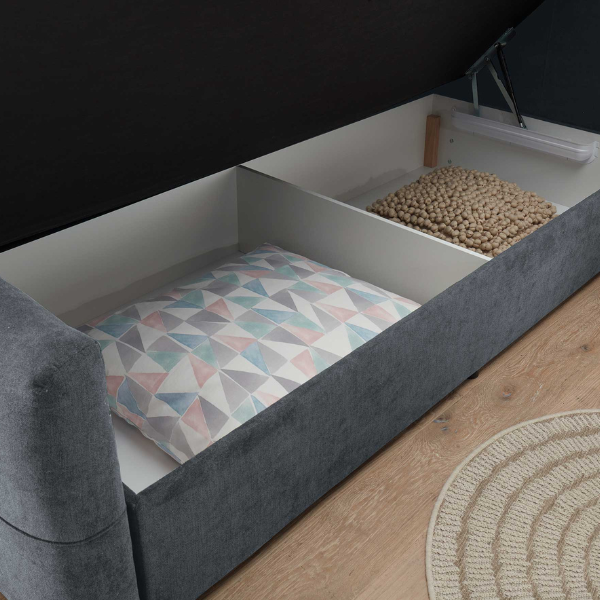 Lit boxspring Winnifred 180x200cm avec espace de rangement - anthracite - Image 2