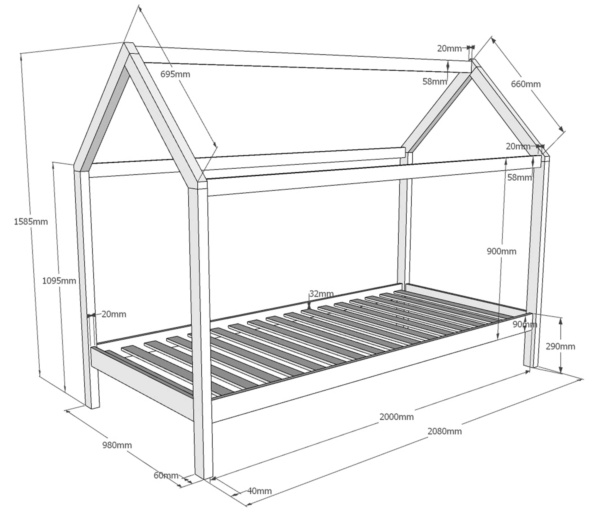 Lit cabane Dallas 1 90x200 - blanc - Image 2