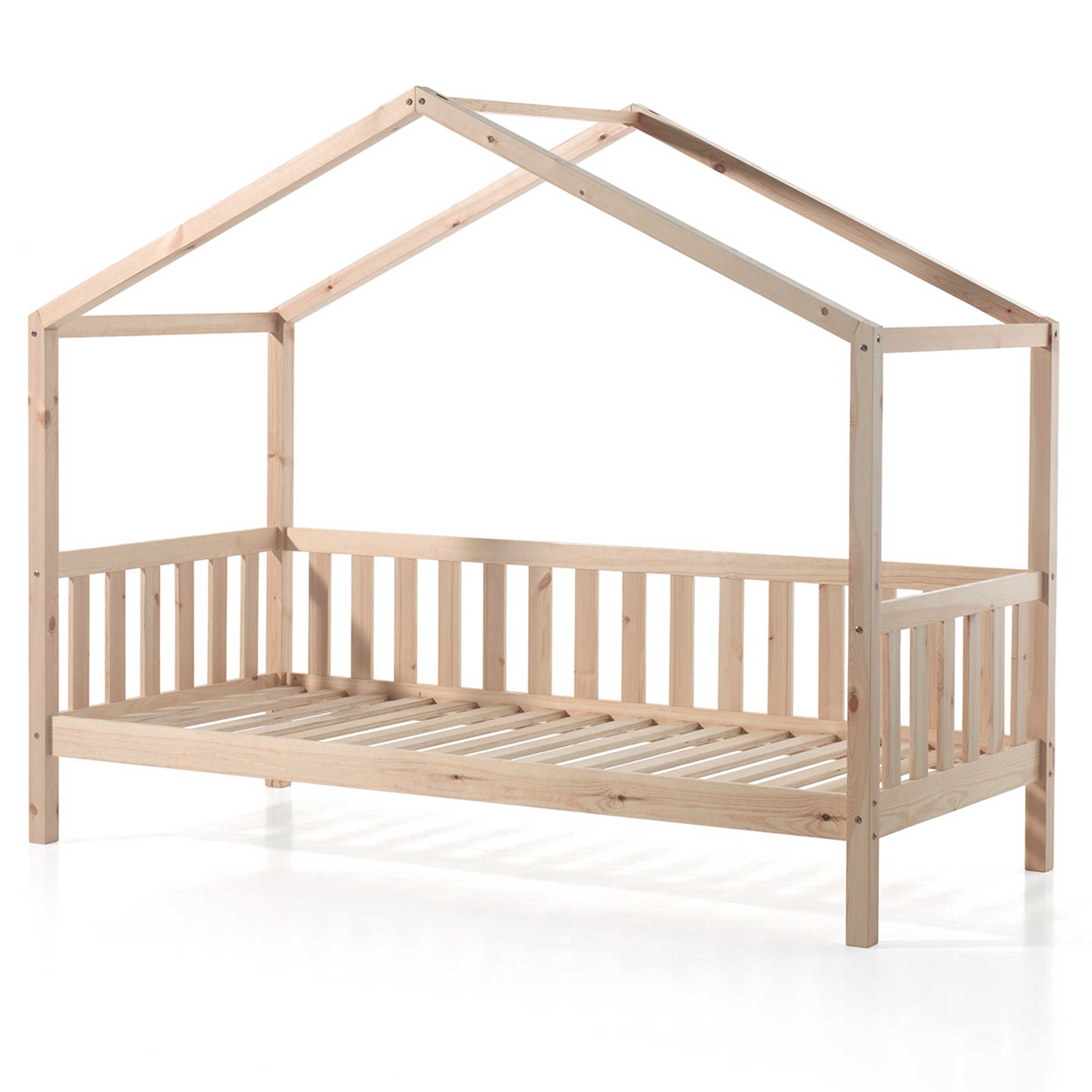 Lit cabane Dallas 2 90x200, tiroir de lit & voile avec dessin de papillons - bois pin/rose - Image 7