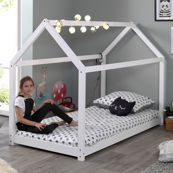 Lit cabane Home 90x200 - blanc