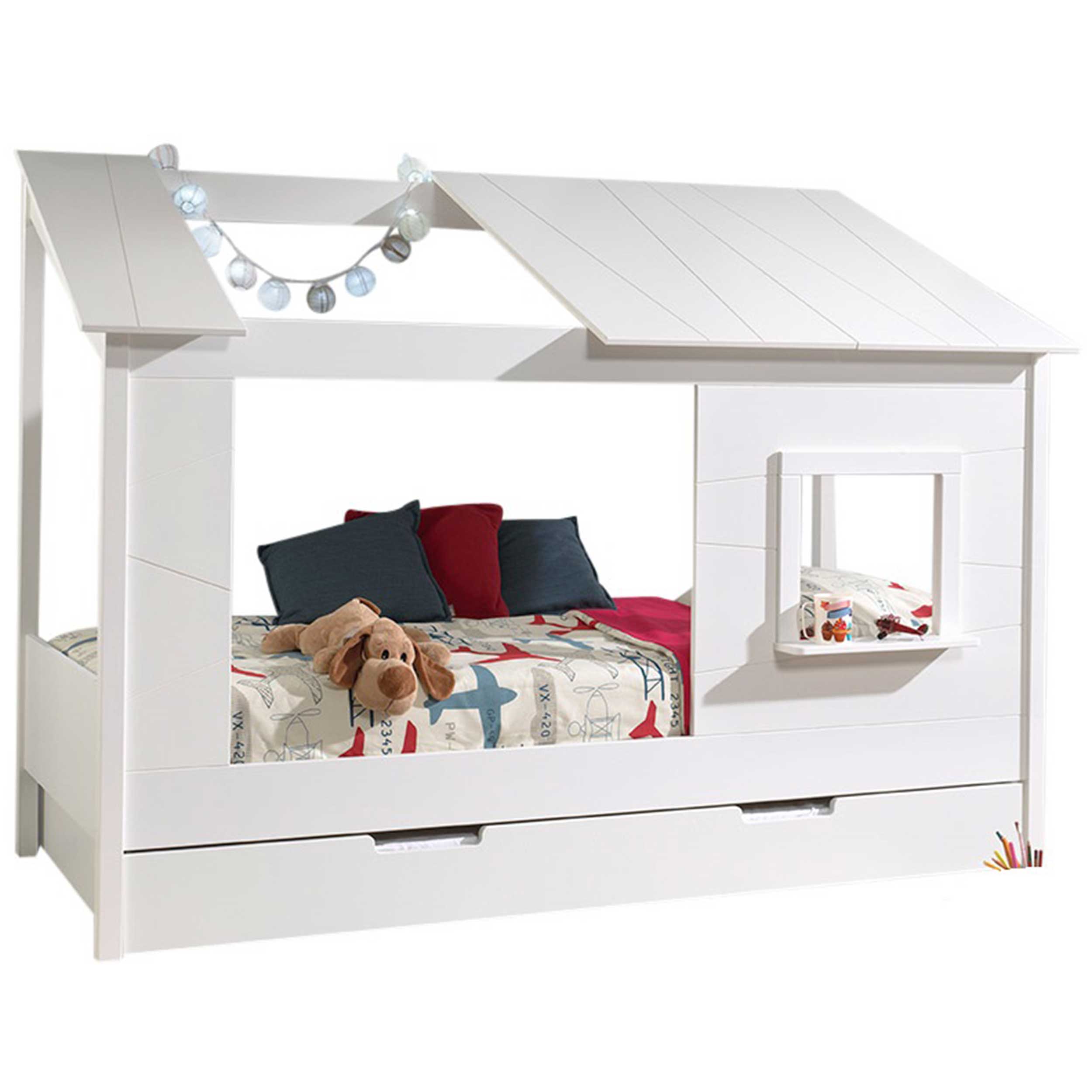 Lit cabane Lio 90x200 avec tiroir de lit - blanc - Image 9