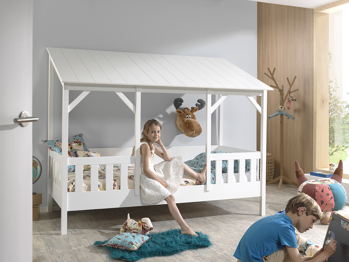 Lit cabane Malia 90x200 - toit blanc - Image 5