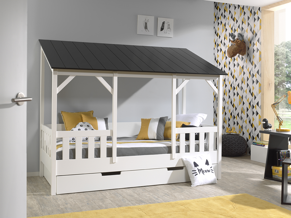 Lit cabane Malia 90x200 - toit noir - Image 2