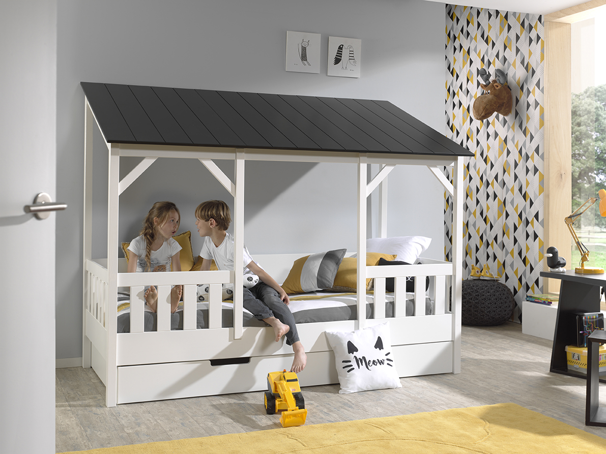 Lit cabane Malia 90x200 - toit noir - Image 4