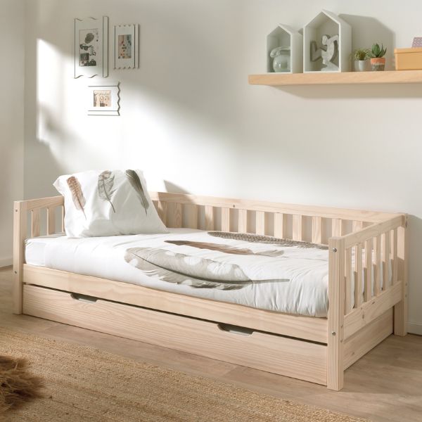 Lit cabine Friedrich | 211,2 x 98,2 x 68 cm | Avec tiroir de lit | Design Milky Pine - Image 1