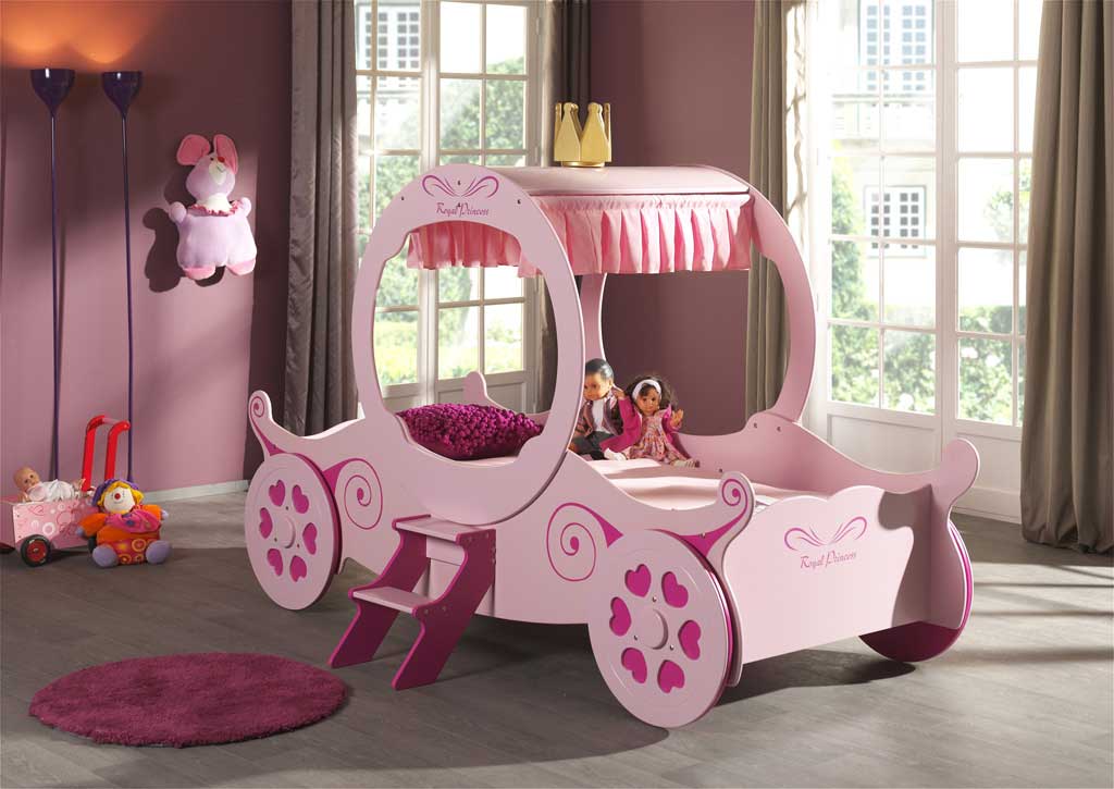 Lit carrosse filles Princesse Kate - rose - Image 4