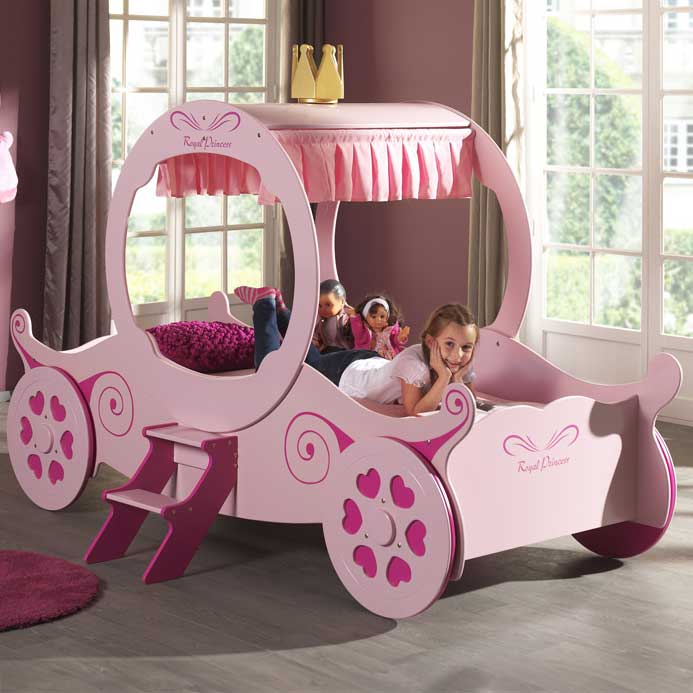 Lit carrosse filles Princesse Kate - rose