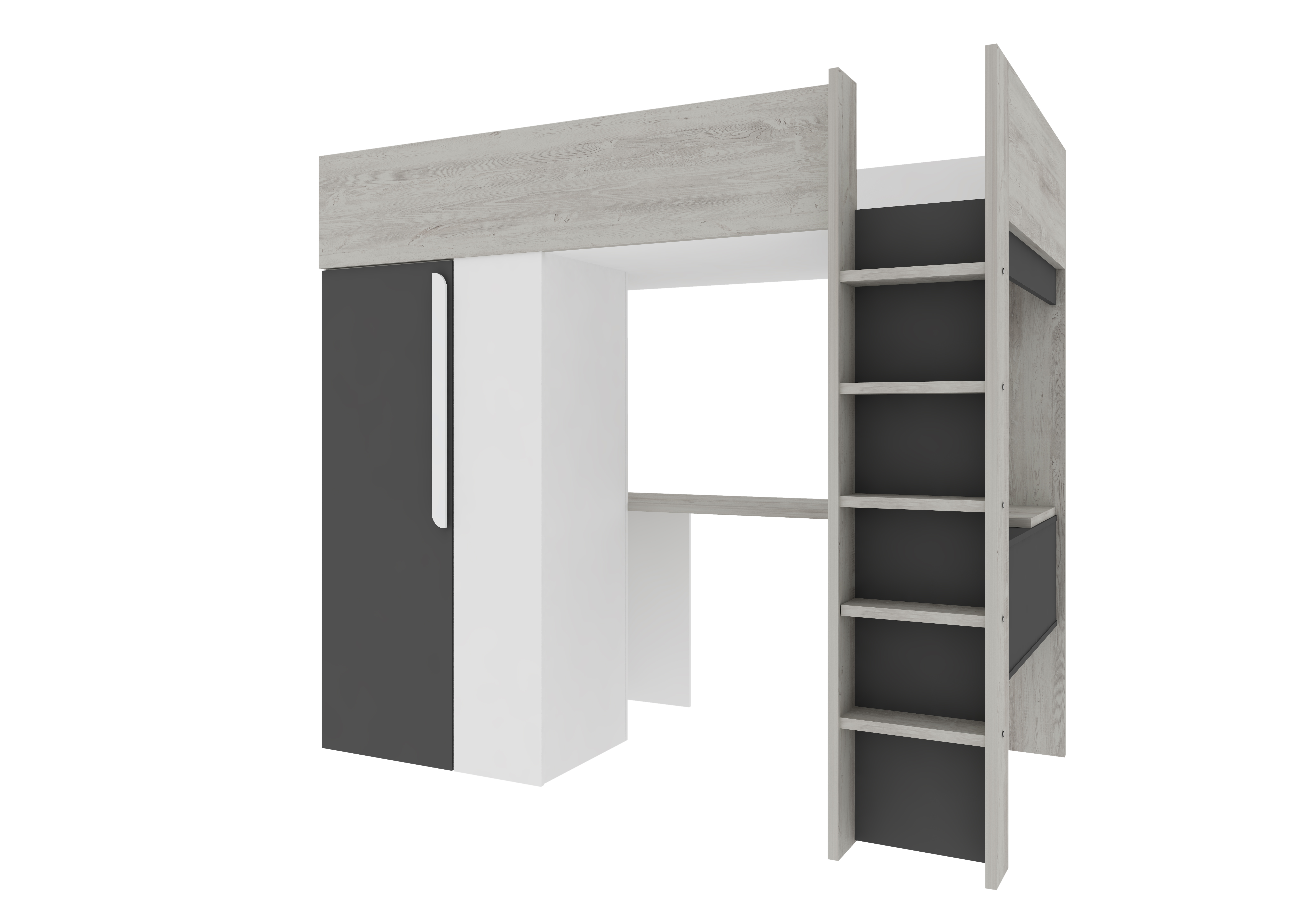 Lit combiné Beau 90x200 avec bureau et armoire - anthracite - Image 5