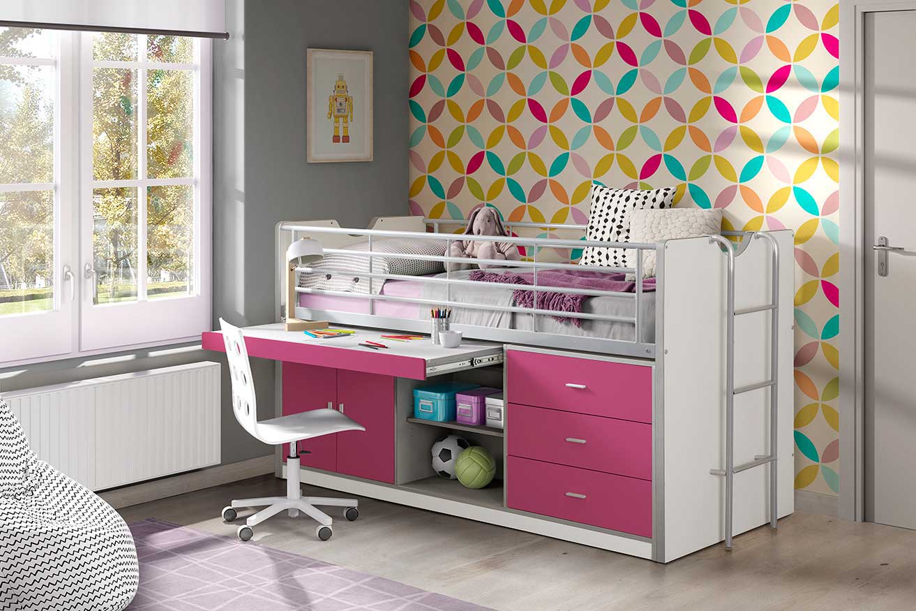 Lit combiné Bonny 95 - fuchsia - Image 5