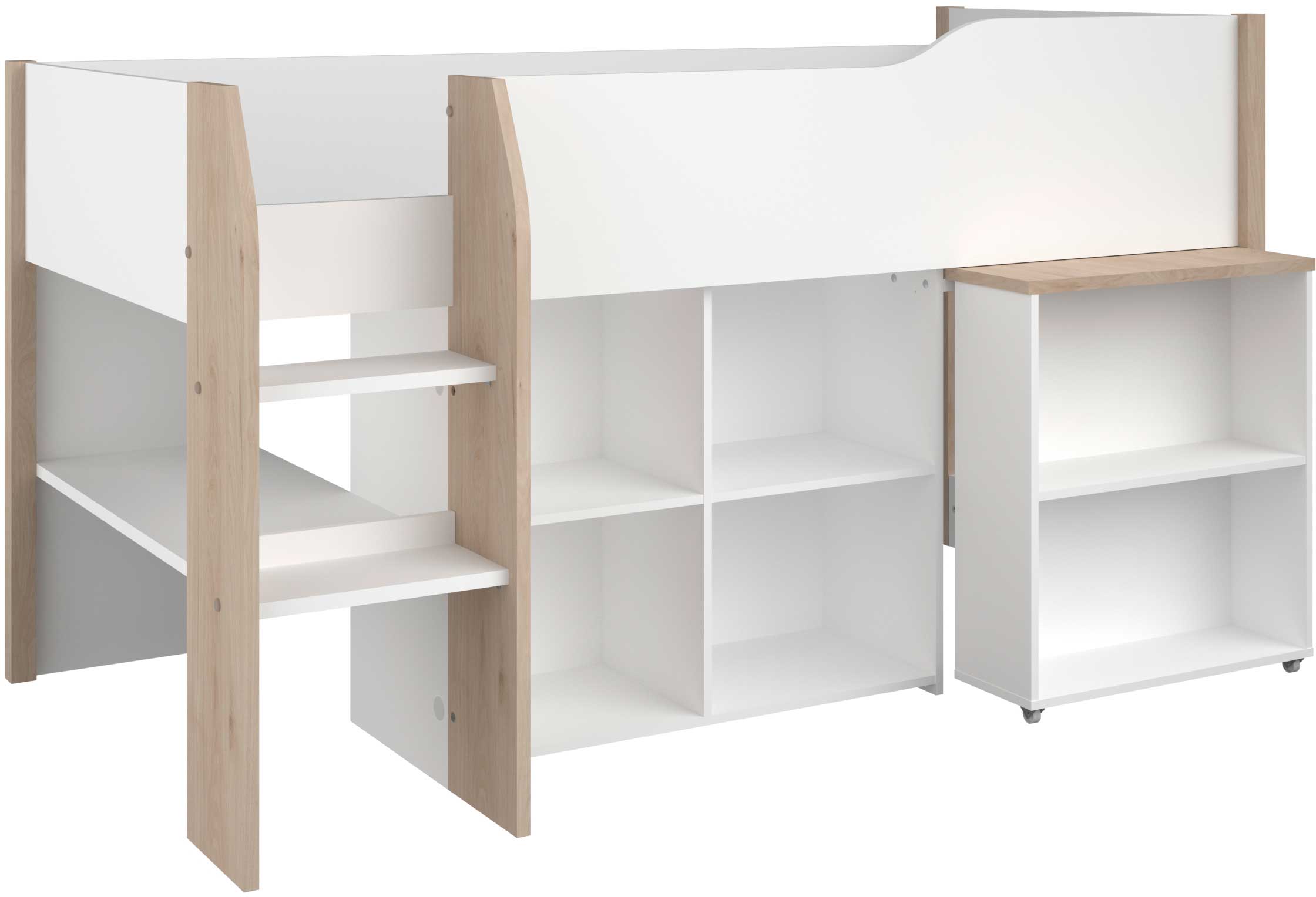 Lit combiné Moscon 90x200 - blanc/chêne - Image 4