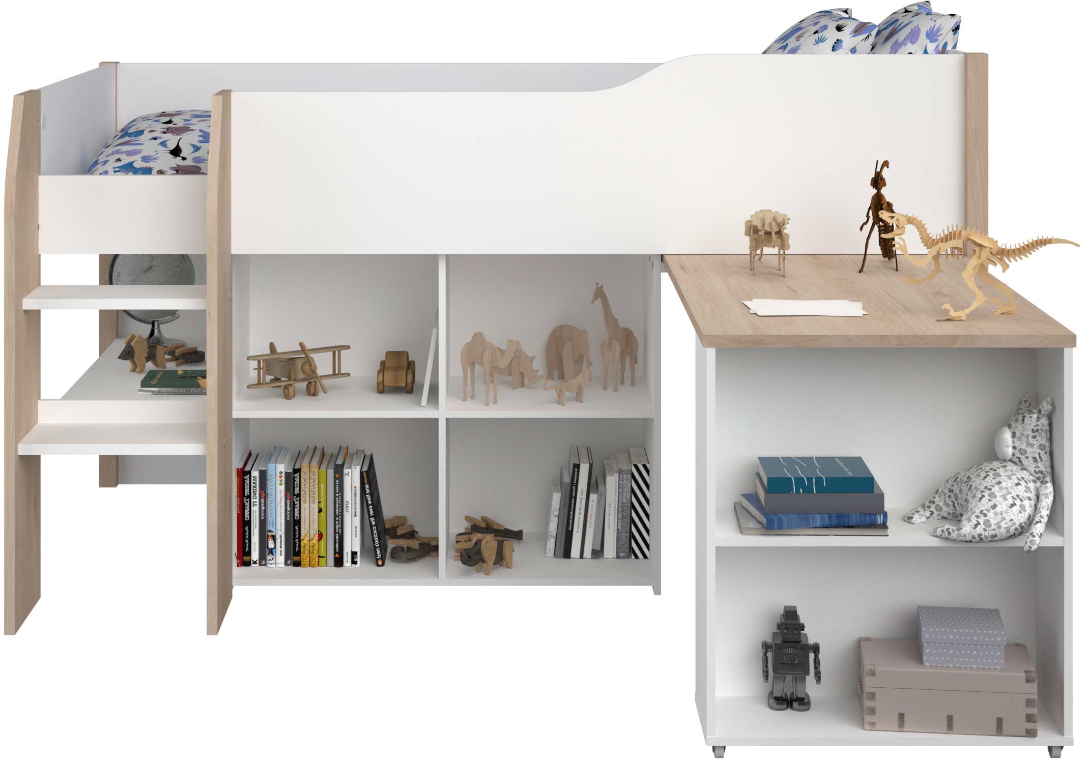 Lit combiné Moscon 90x200 - blanc/chêne - Image 8