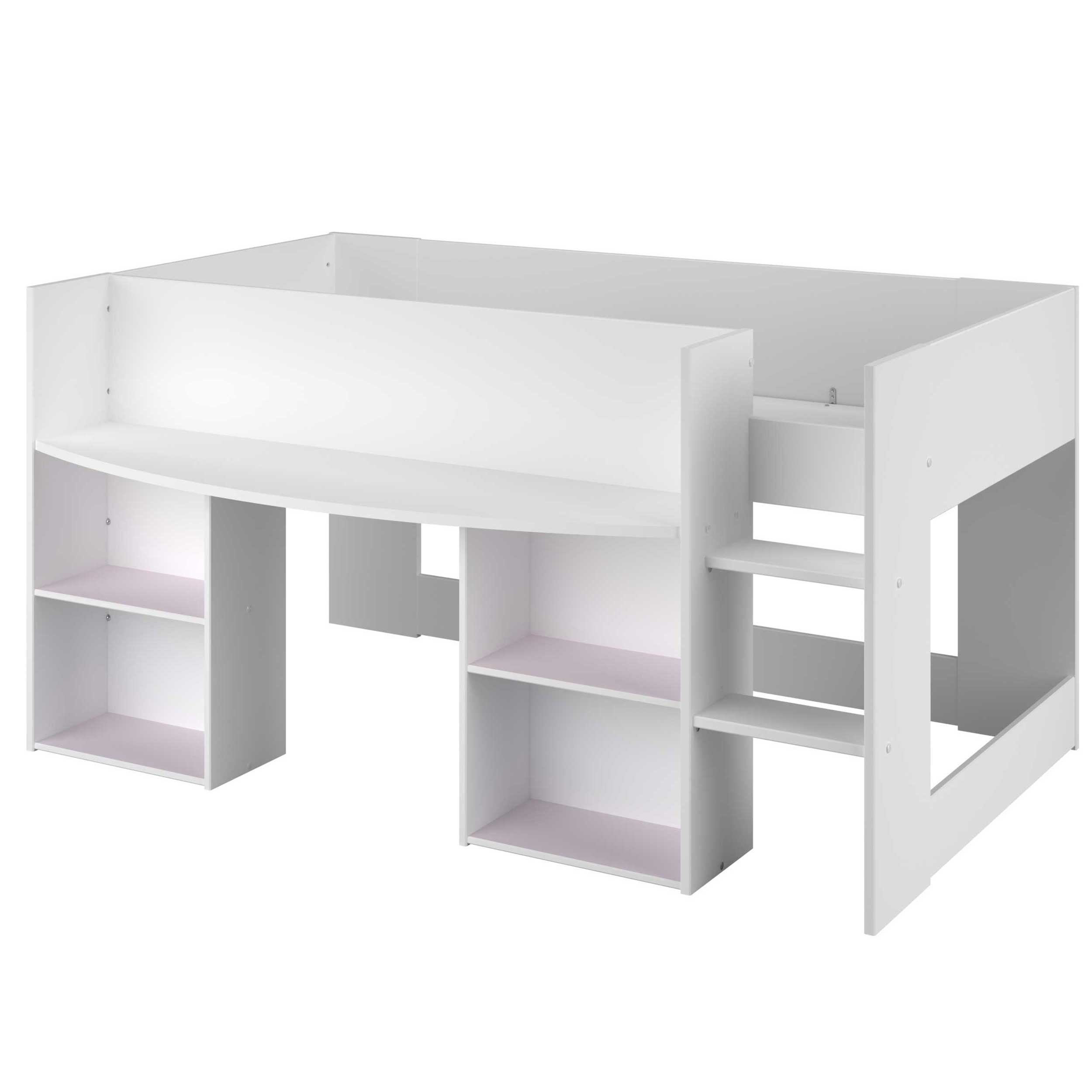 Lit combiné Rue 90x200 avec bureau - blanc/gris ou blanc/rose - Image 4