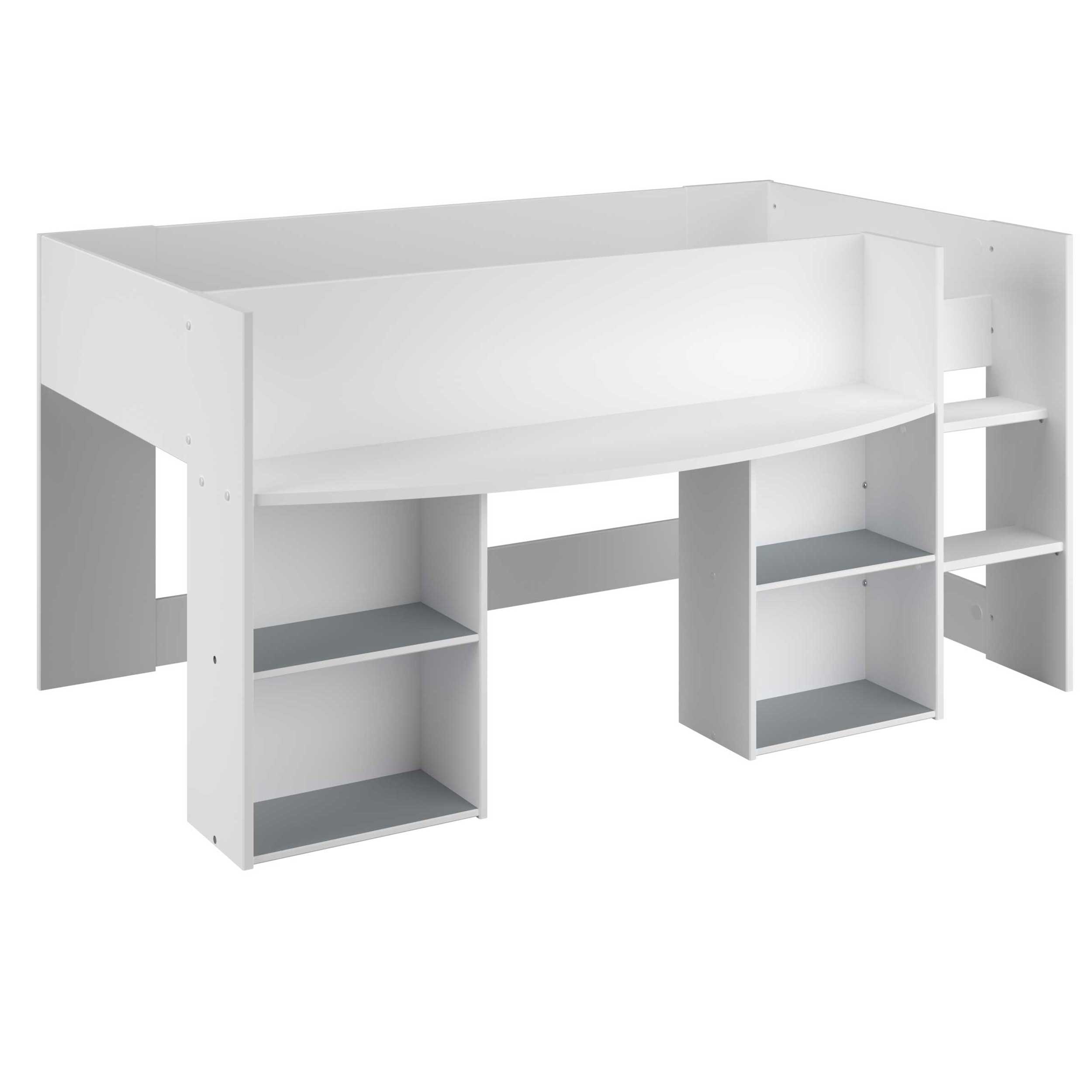 Lit combiné Rue 90x200 avec bureau - blanc/gris ou blanc/rose - Image 5