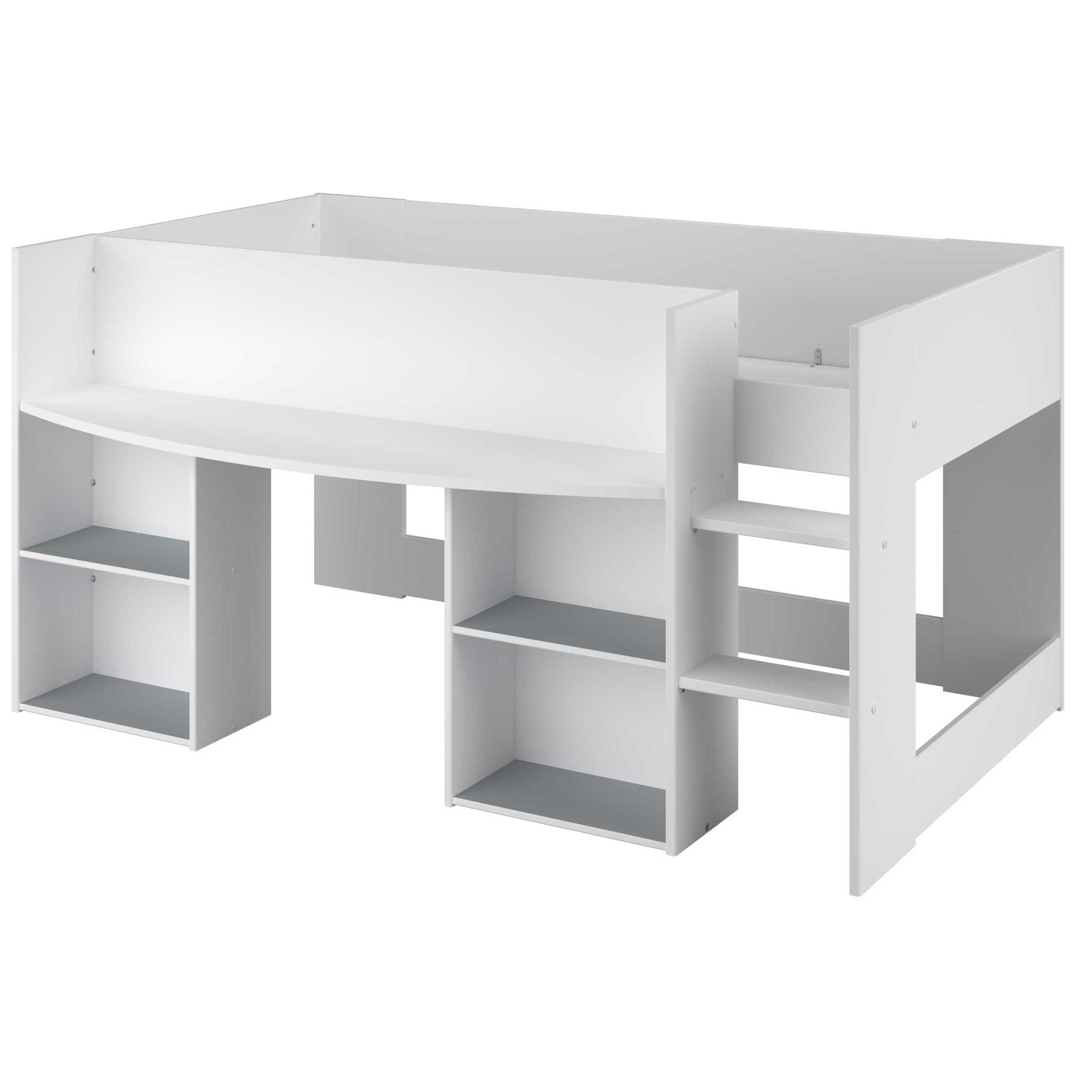 Lit combiné Rue 90x200 avec bureau - blanc/gris ou blanc/rose - Image 7