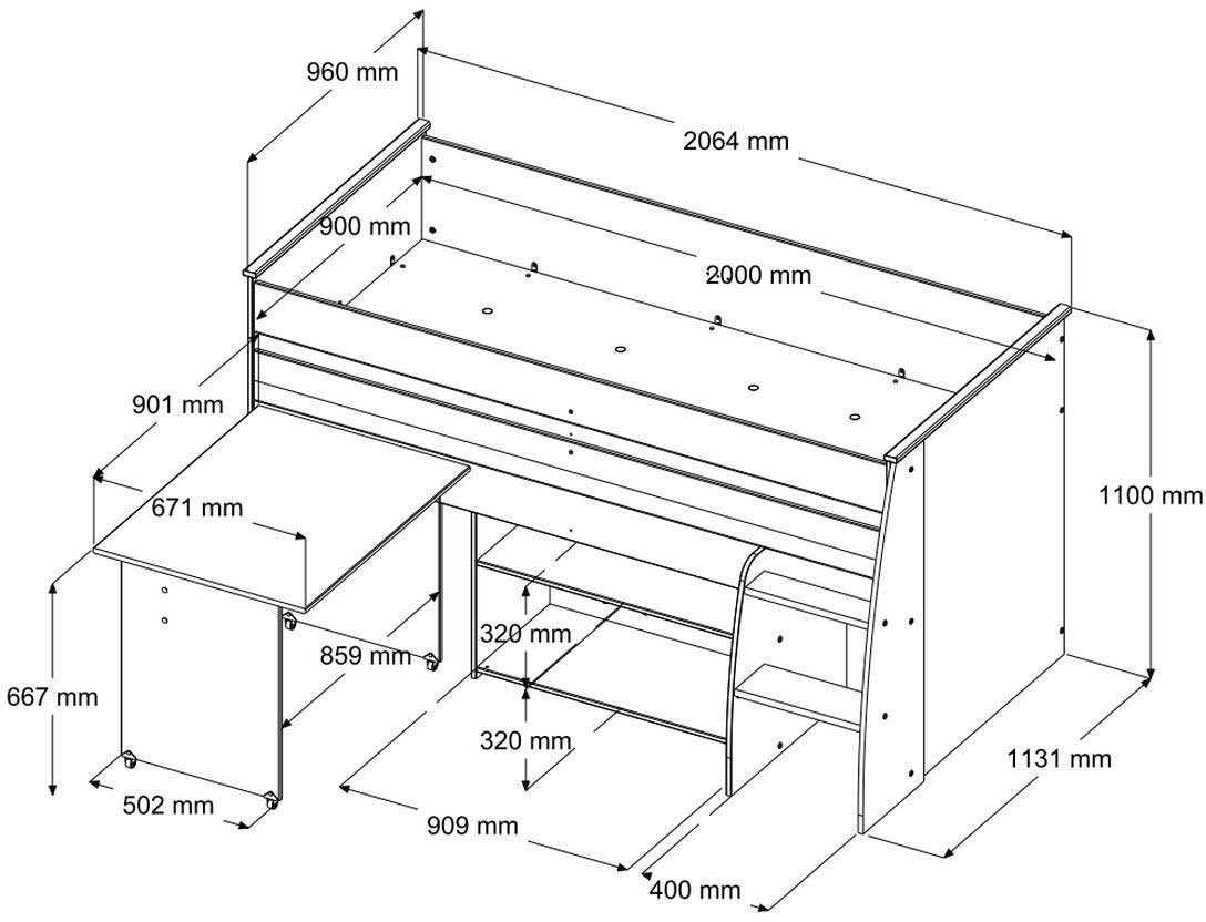 Lit combiné Upside Down 90x200 - blanc - Image 3