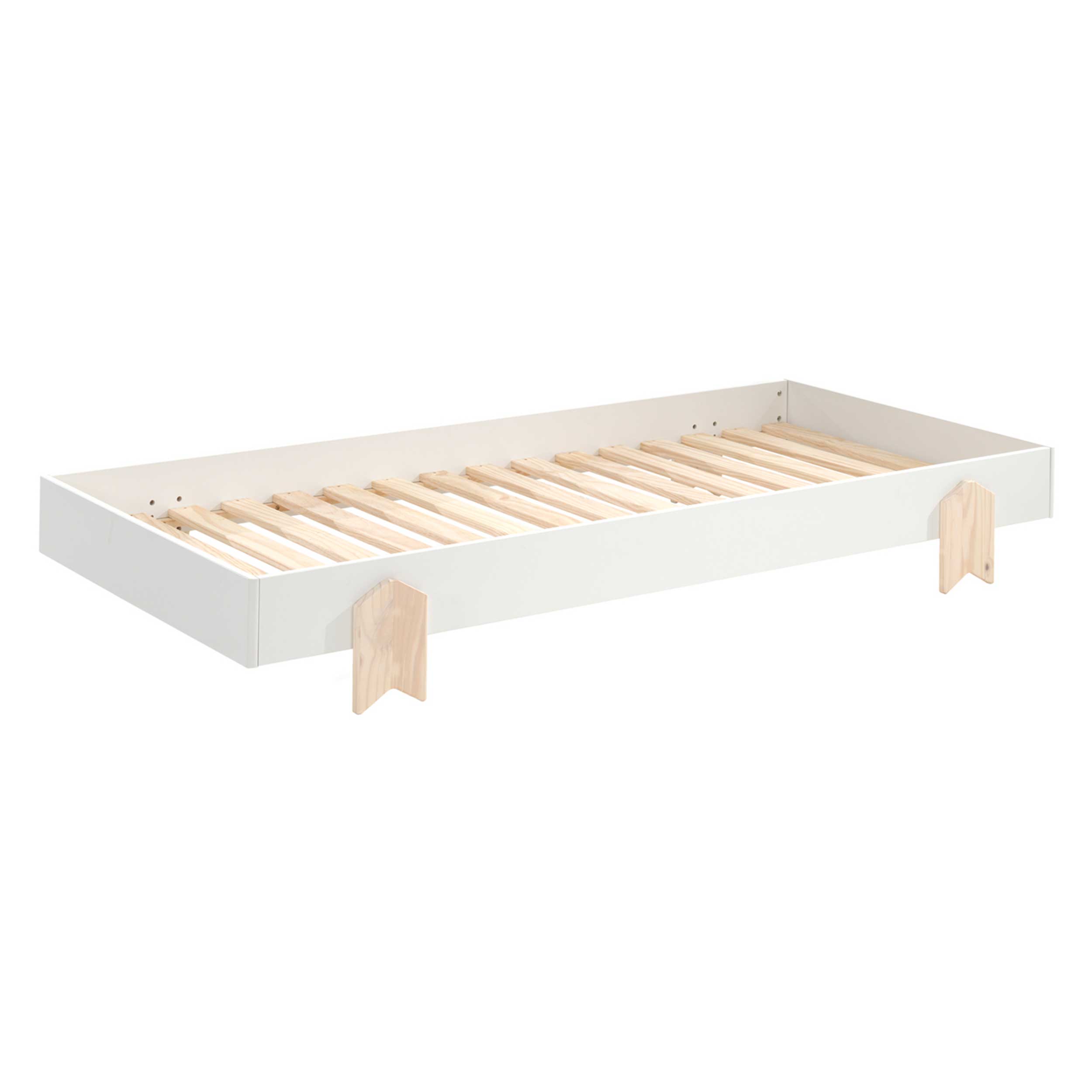 Lit d'enfant Modulo Arrow 90x200 empilable - blanc/bois de pin - Image 3