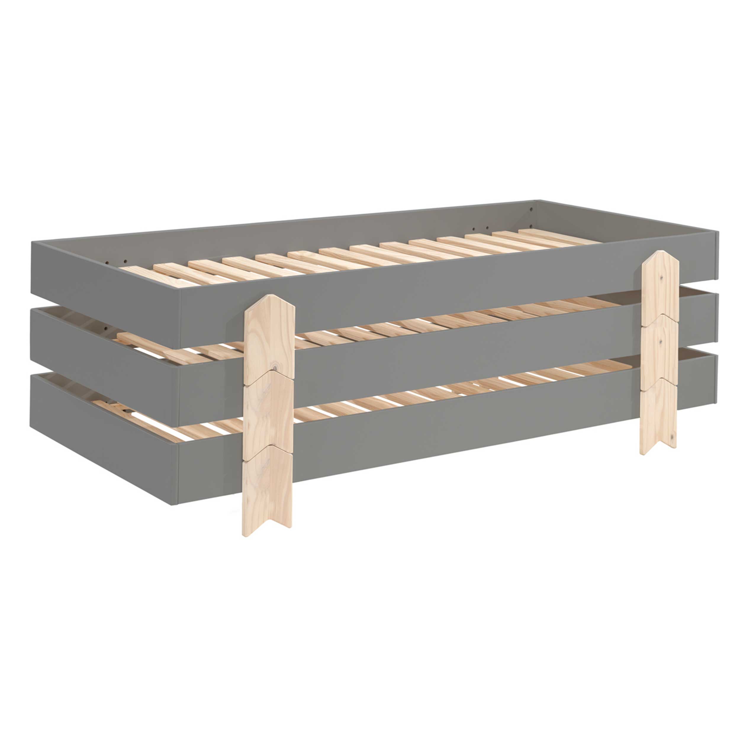 Lit d'enfants Modulo arrow 90x200 empilable ensemble de 3 - anthracite/bois de pin - Image 8