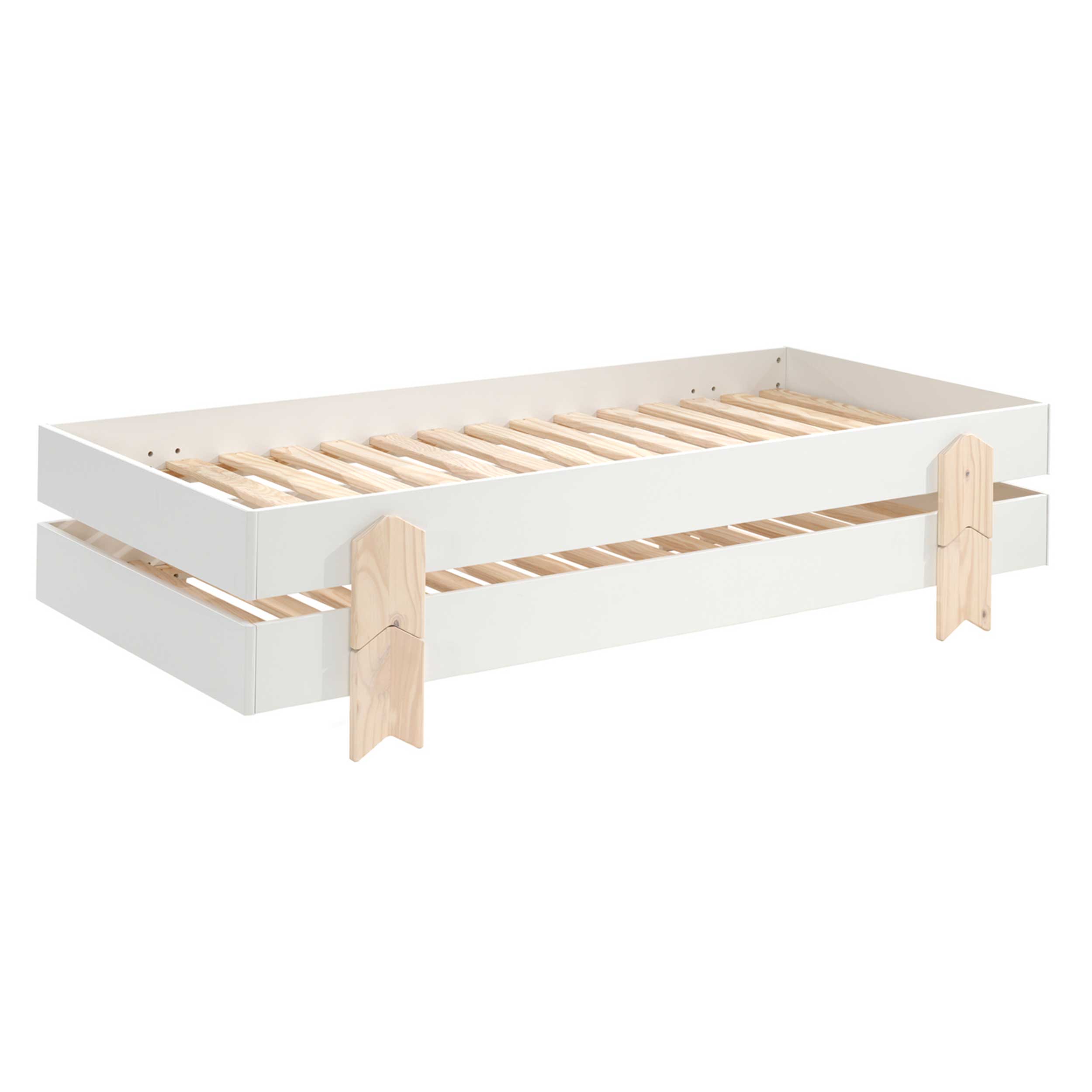 Lit d'enfants Modulo arrow 90x200 empilable ensemble de 4 - blanc/bois de pin - Image 6