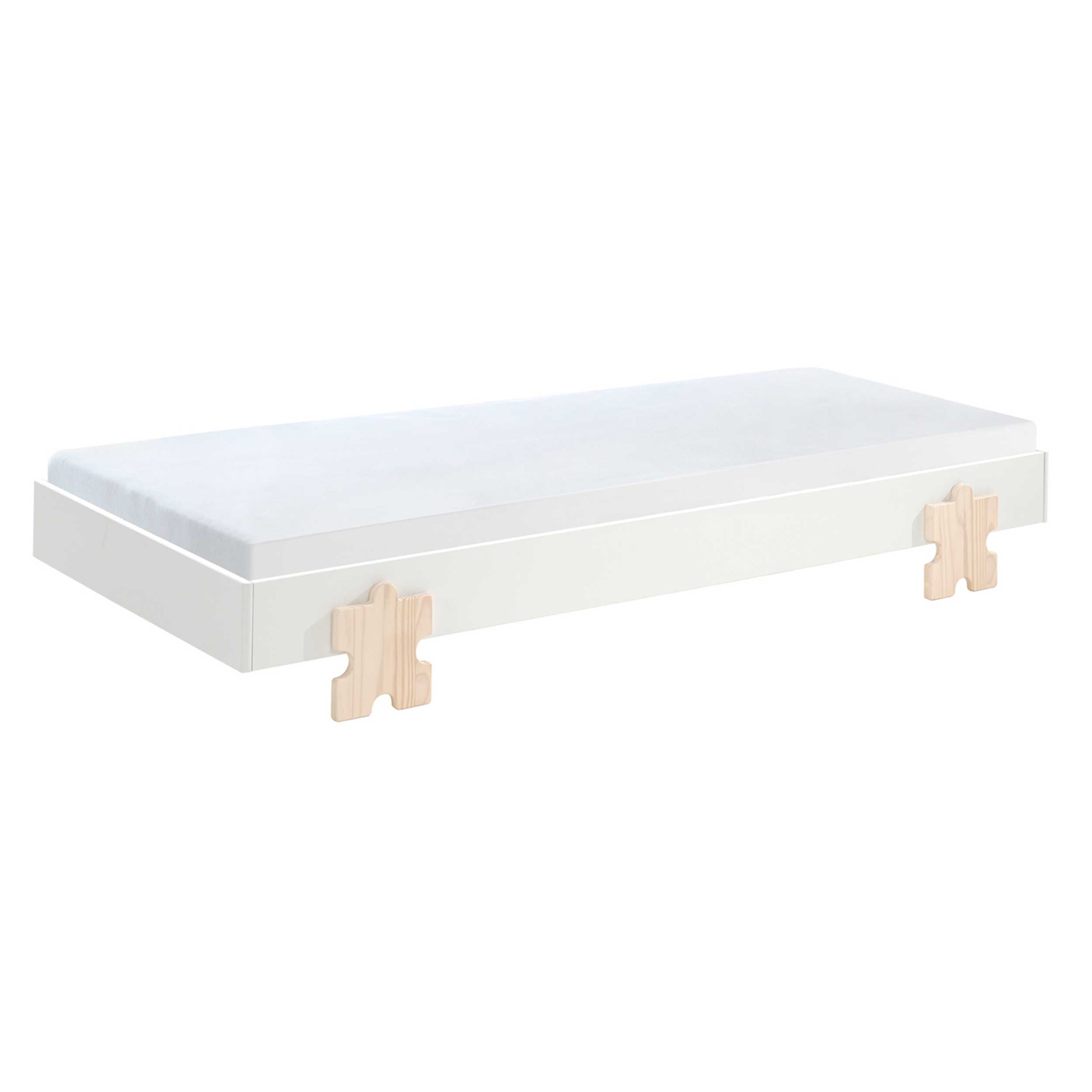 Lit d'enfants Modulo Puzzle 90x200 empilable ensemble de 2 - blanc/bois de pin - Image 2
