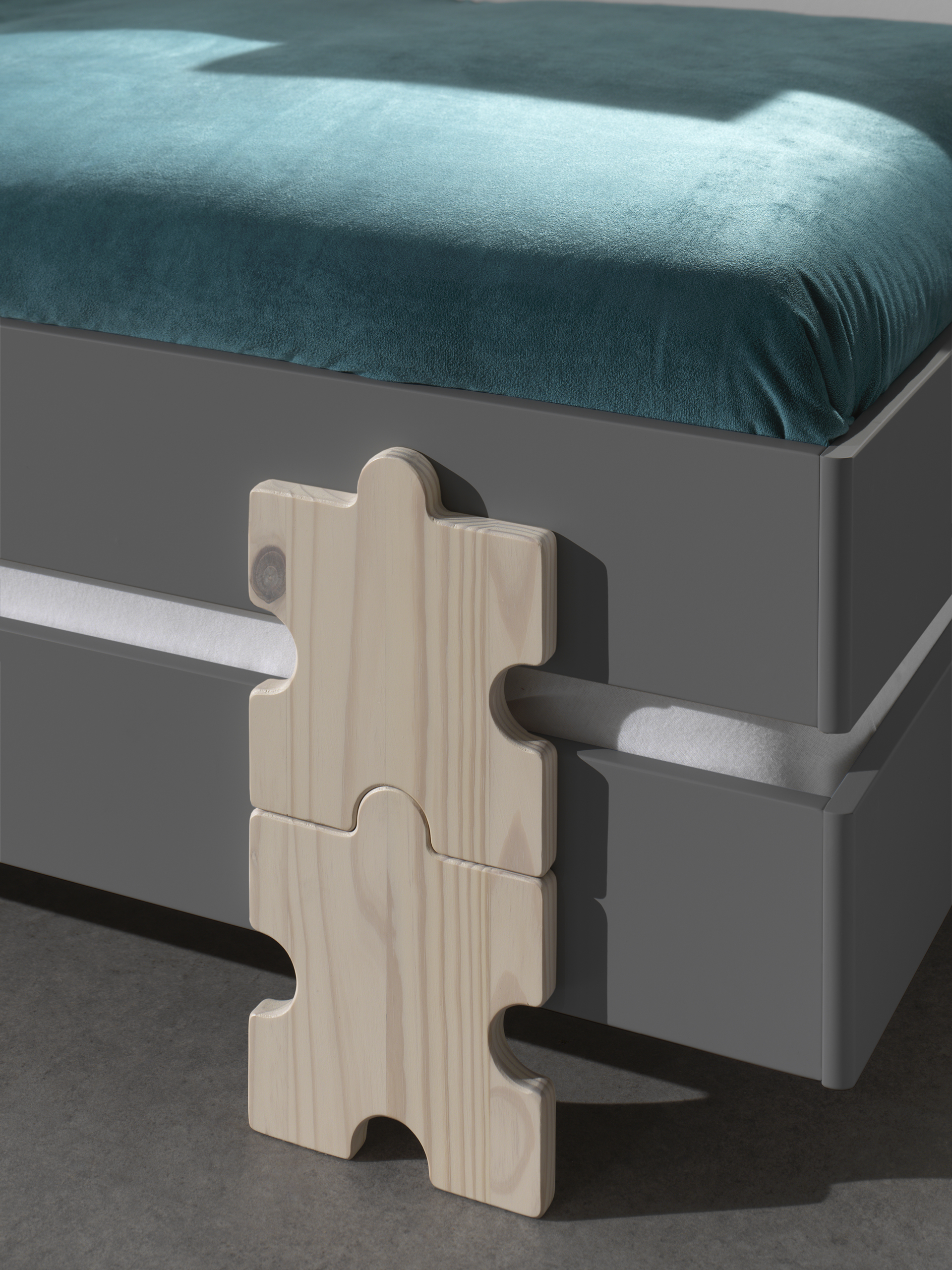 Lit d'enfants Modulo Puzzle 90x200 empilable ensemble de 4 - anthracite/pin - Image 6