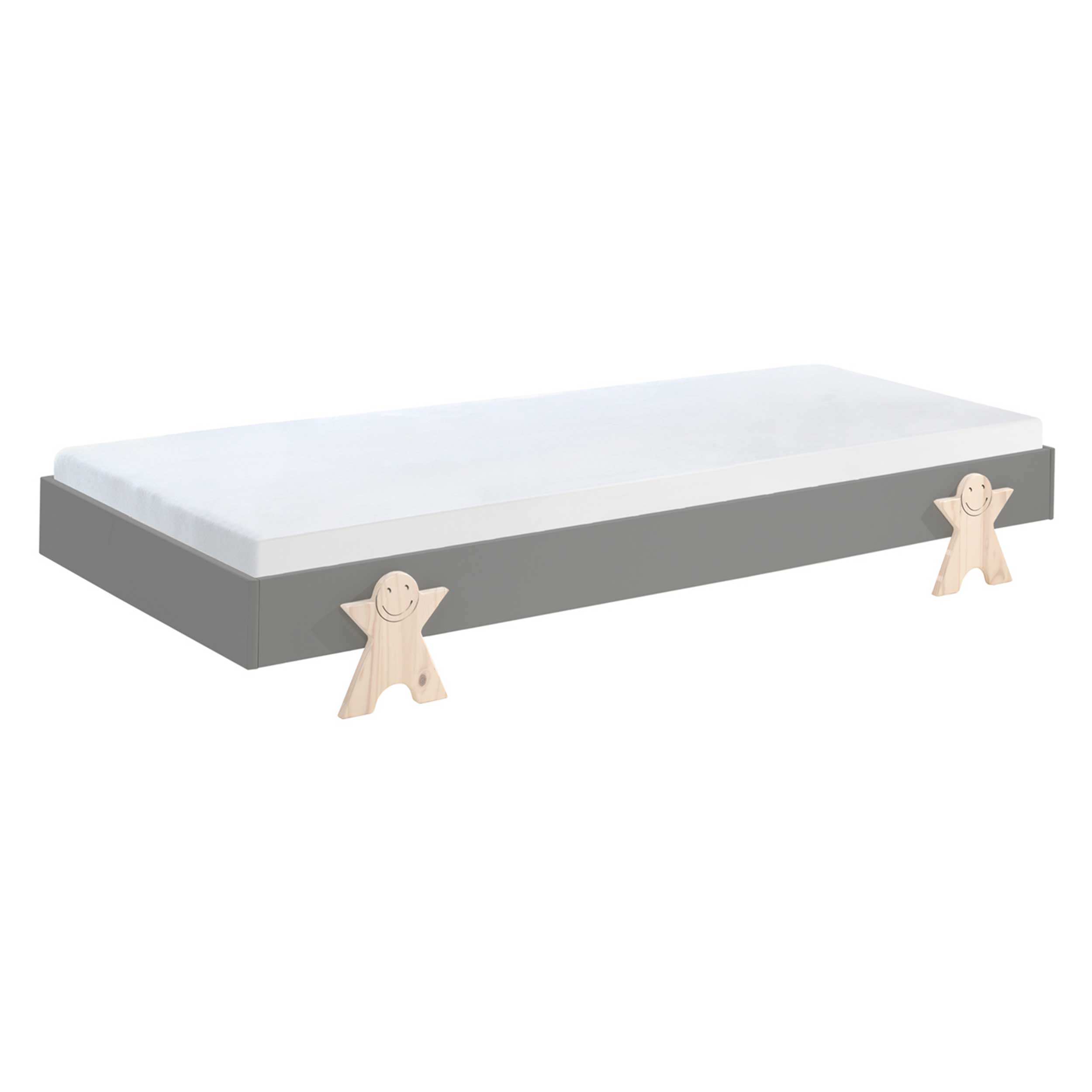 Lit d'enfants Modulo Smiley 90x200 empilable ensemble de 2 - anthracite/bois de pin - Image 5