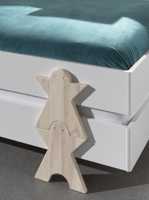 Lit d'enfants Modulo Smiley 90x200 empilable ensemble de 2 - blanc/bois de pin - Image 3