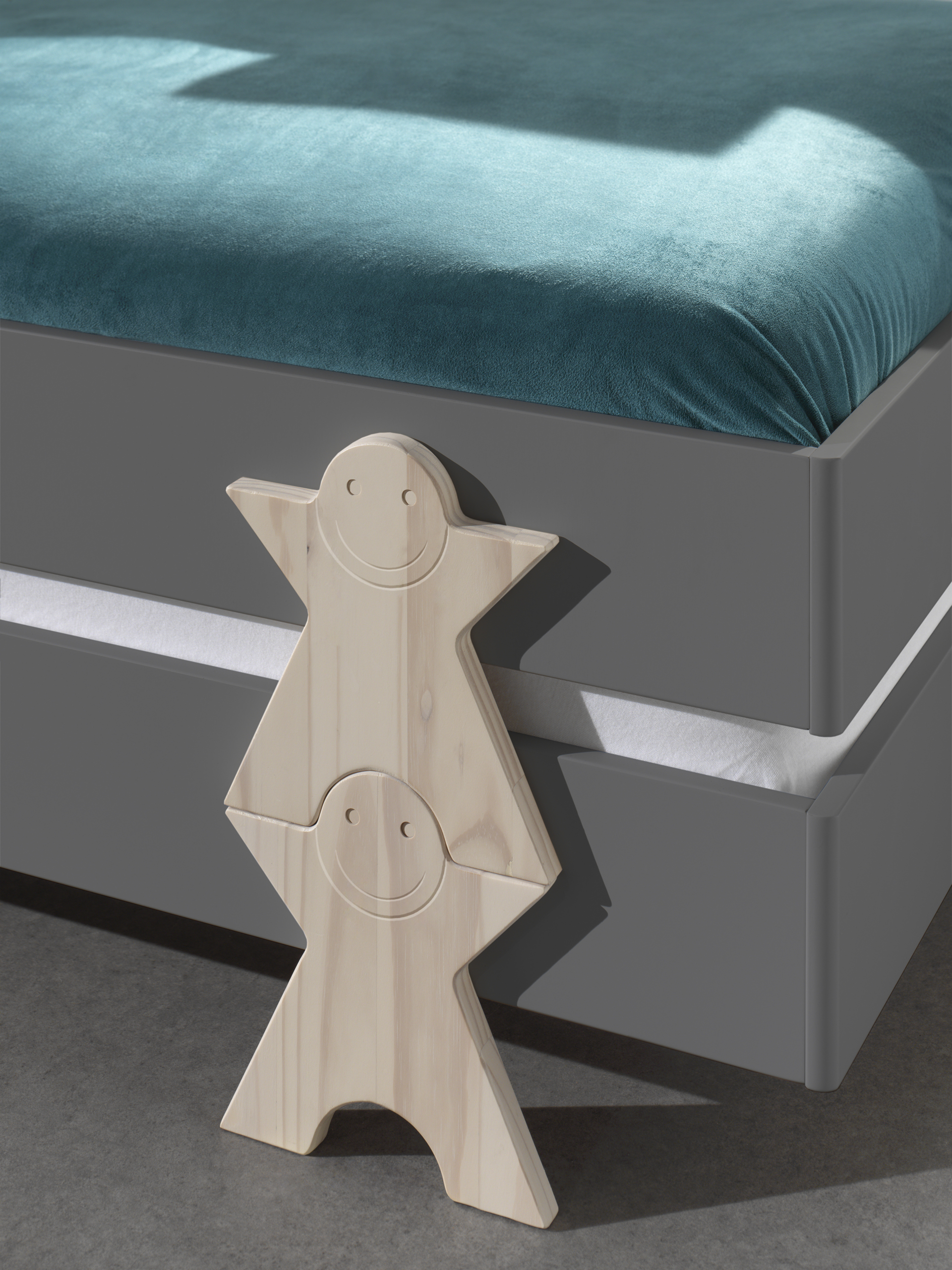 Lit d'enfants Modulo Smiley 90x200 empilable ensemble de 3 - anthracite/bois de pin - Image 6