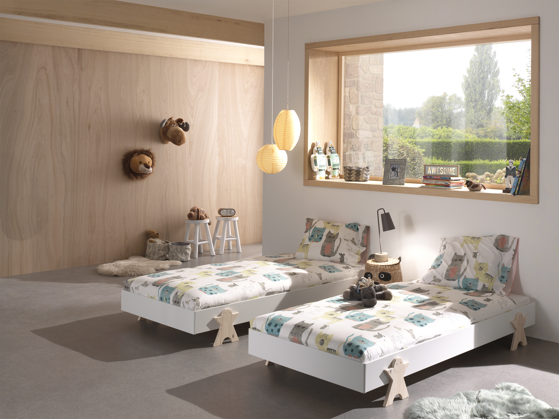 Lit d'enfants Modulo Smiley 90x200 empilable ensemble de 3 - blanc/bois de pin - Image 7