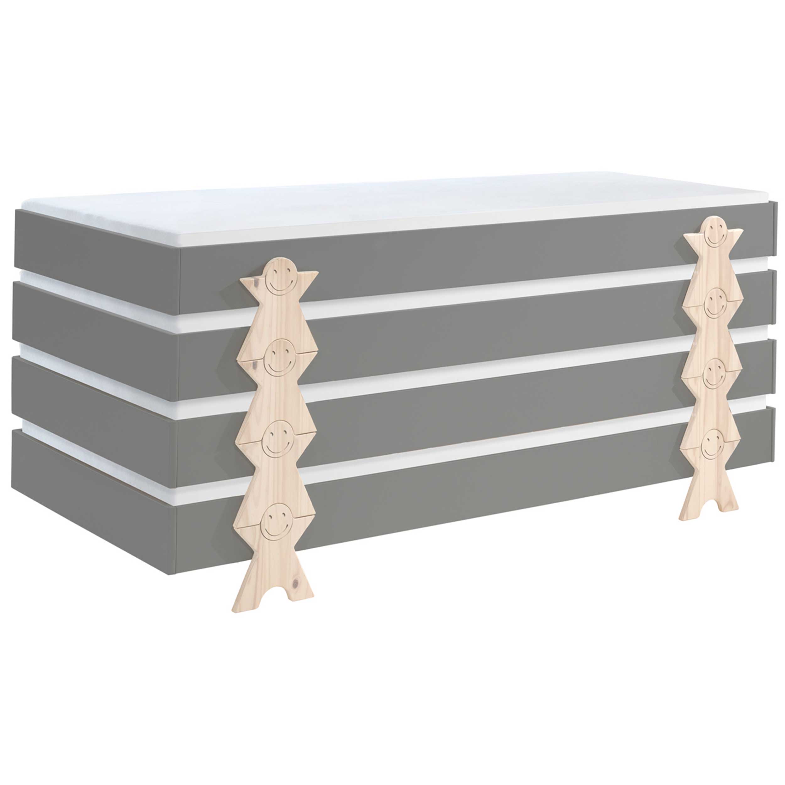Lit d'enfants Modulo Smiley 90x200 empilable ensemble de 4 - anthracite/bois de pin - Image 1