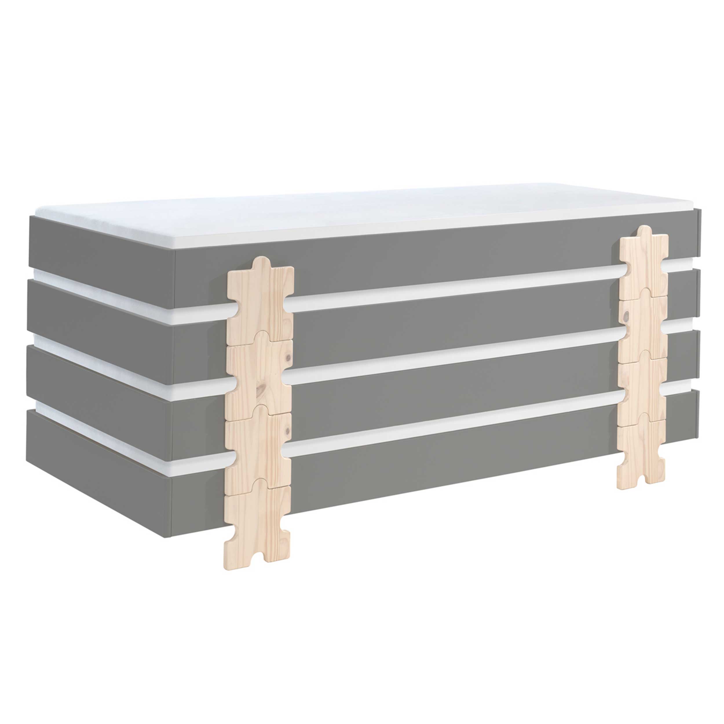 Lit d'enfants Modulo Puzzle 90x200 empilable ensemble de 4 - anthracite/pin