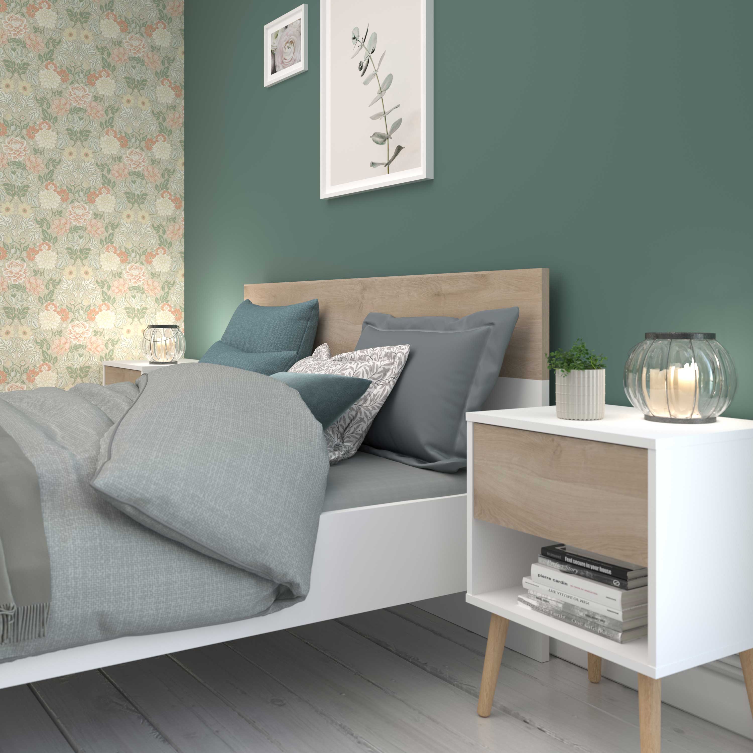 Lit double Hardy 140 x 200 - blanc/chêne - Image 12