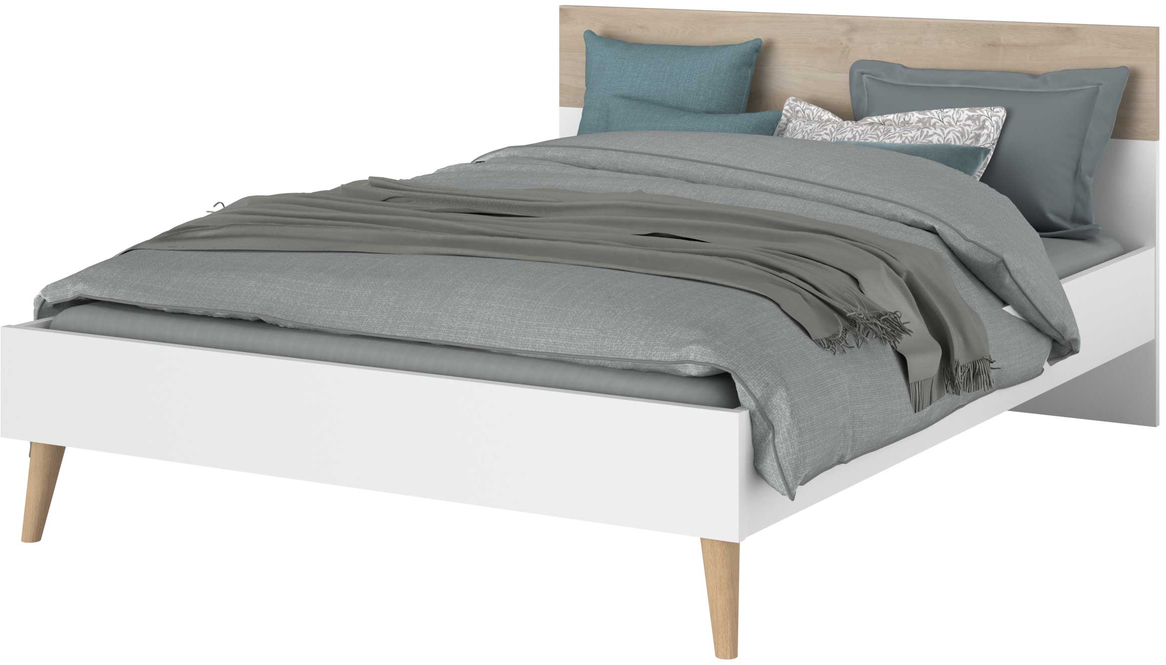 Lit double Hardy 140 x 200 - blanc/chêne - Image 6