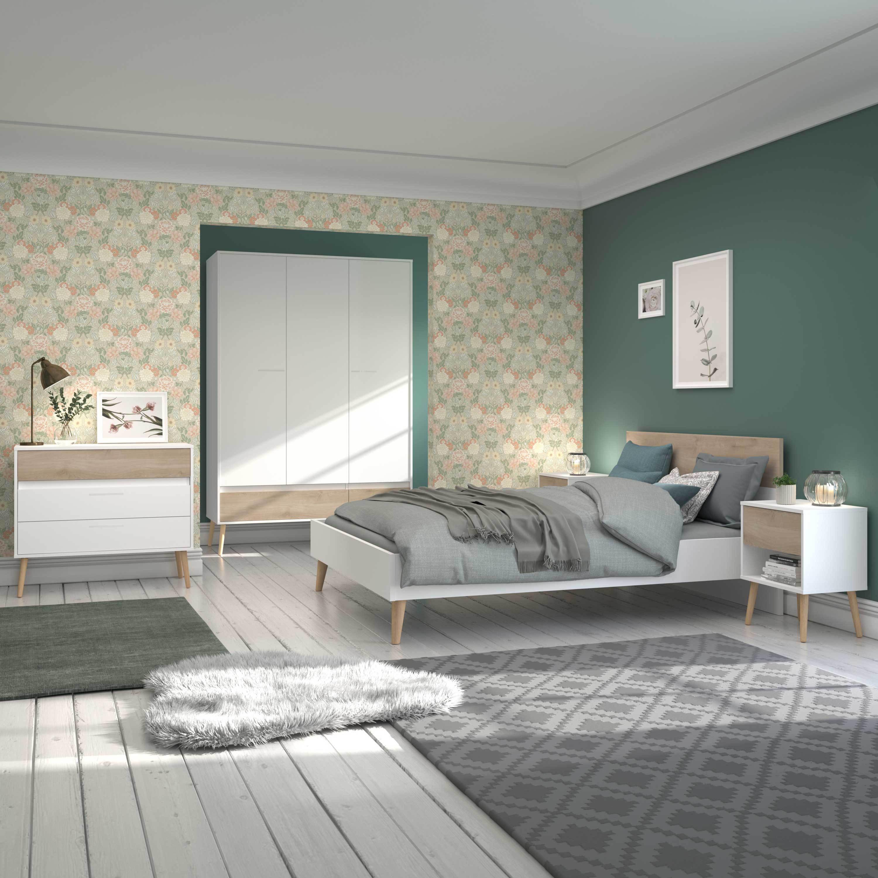 Lit double Hardy 140 x 200 - blanc/chêne - Image 10