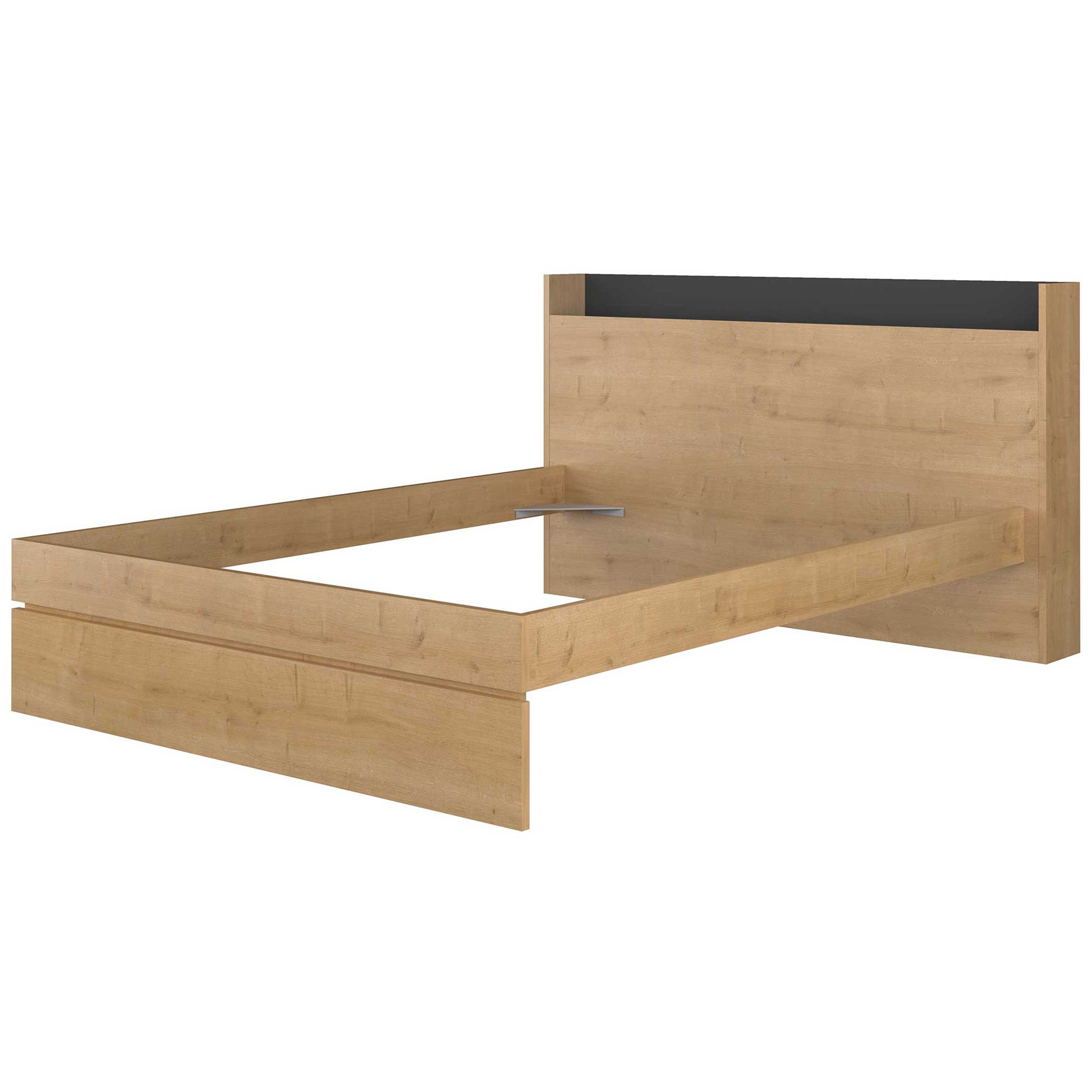 Lit double Sanna 160x200 - chêne clair/ noir - Image 6