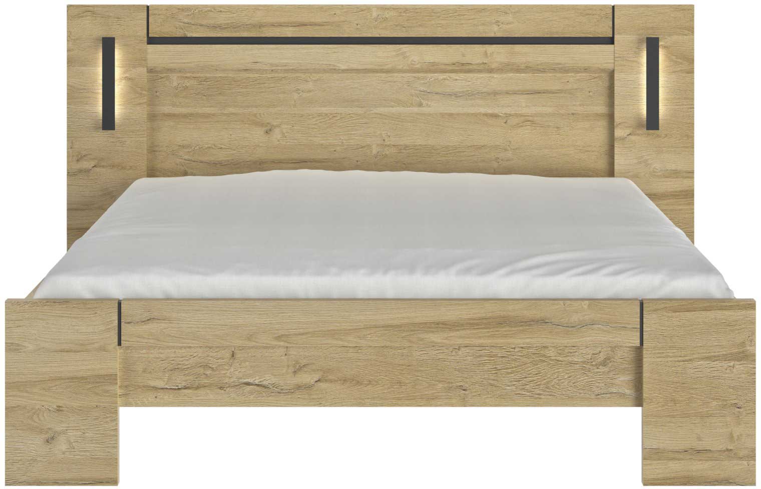 Lit double Soren 140x190cm avec éclairage - chêne - Image 2