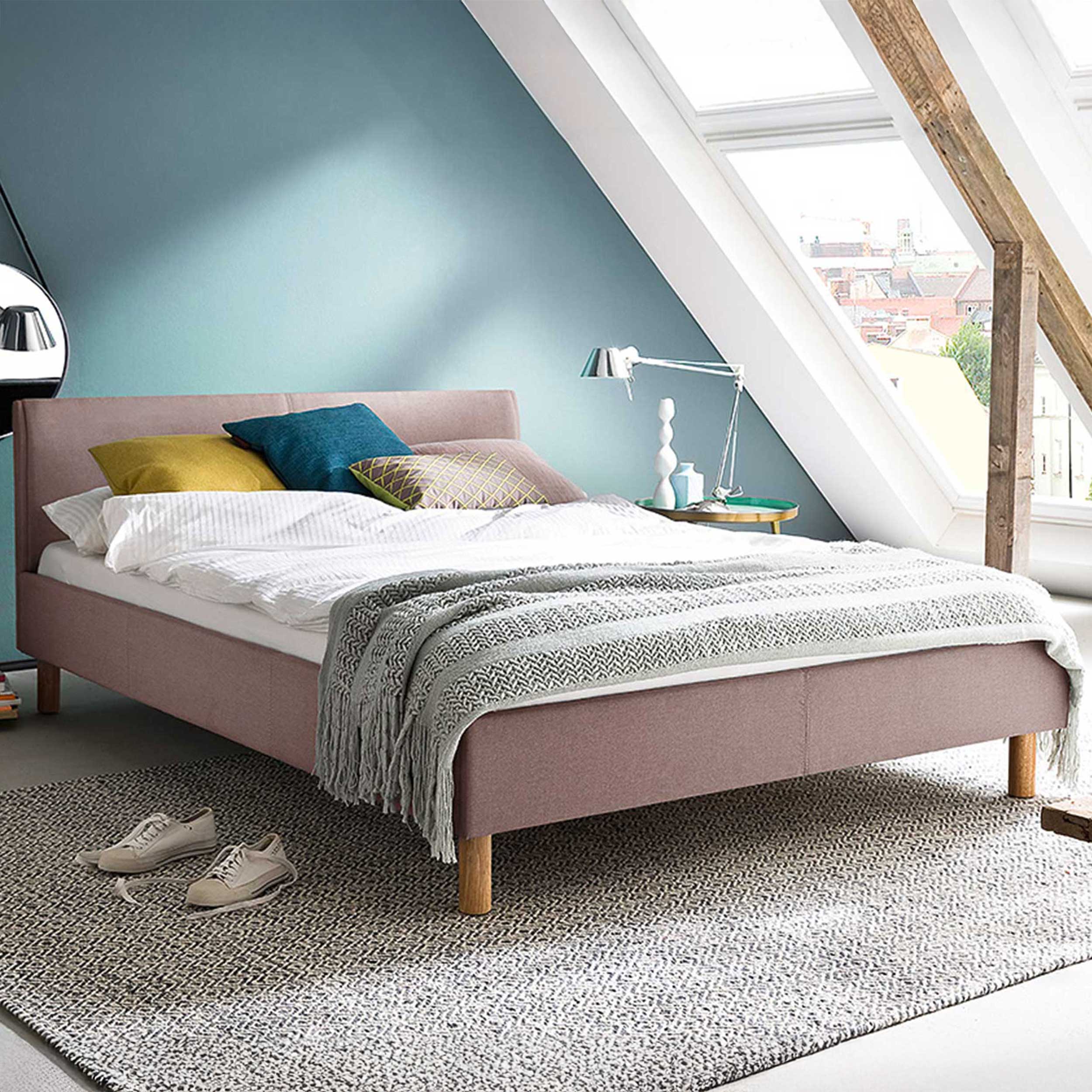 Lit en tissu Amber 120x200 - vieux rose